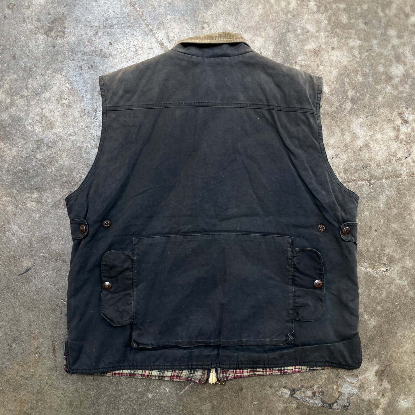 1990s Waxed Denim Heavy Cargo Vest