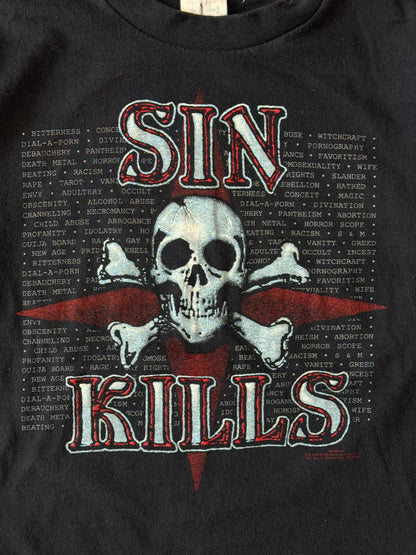 Vintage 1990s "Sin Kills" Jesus Parody T-Shirt [L]