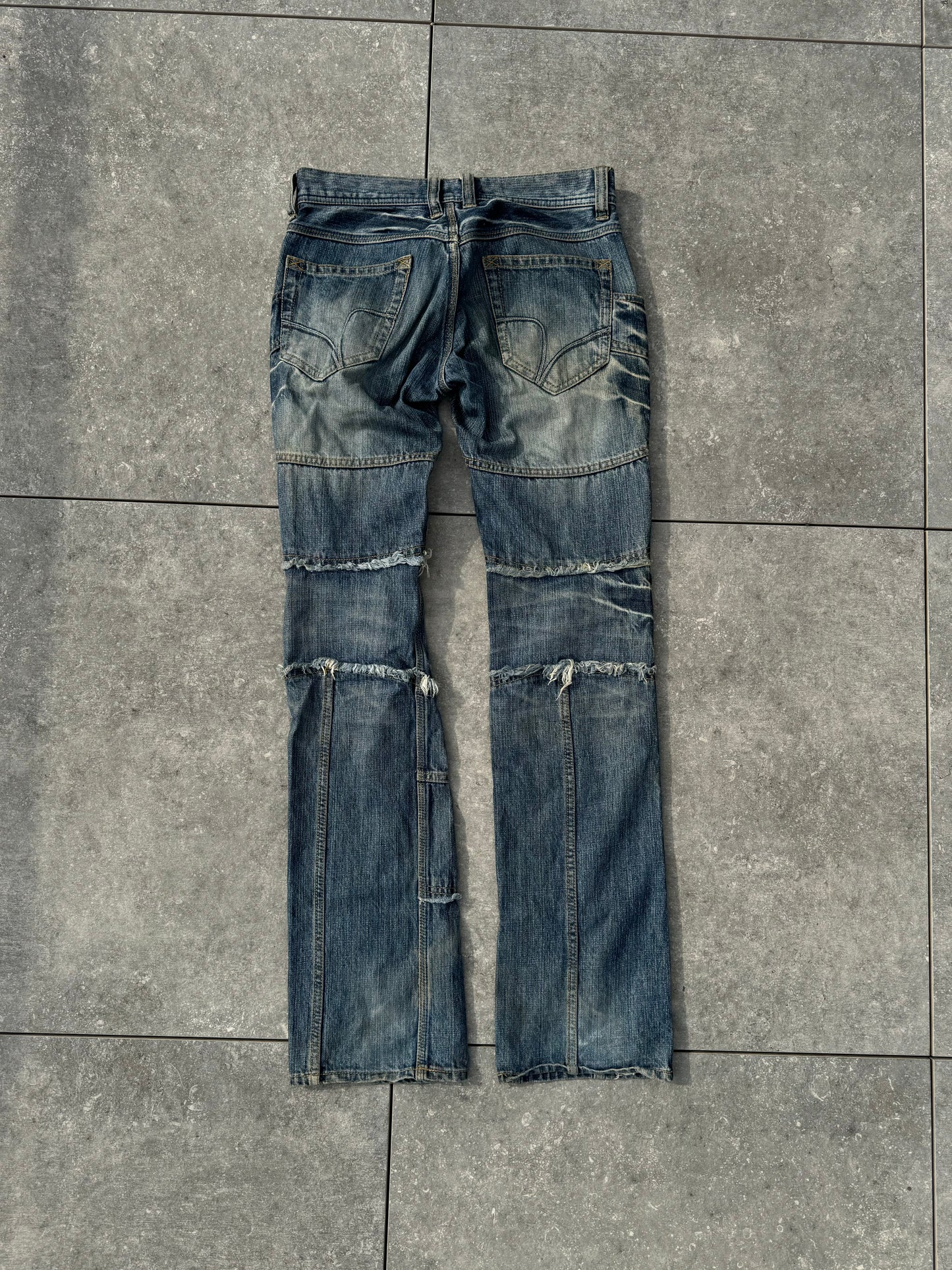 Y2k Japanese Brand Patchwork Low Rise Flares [30]