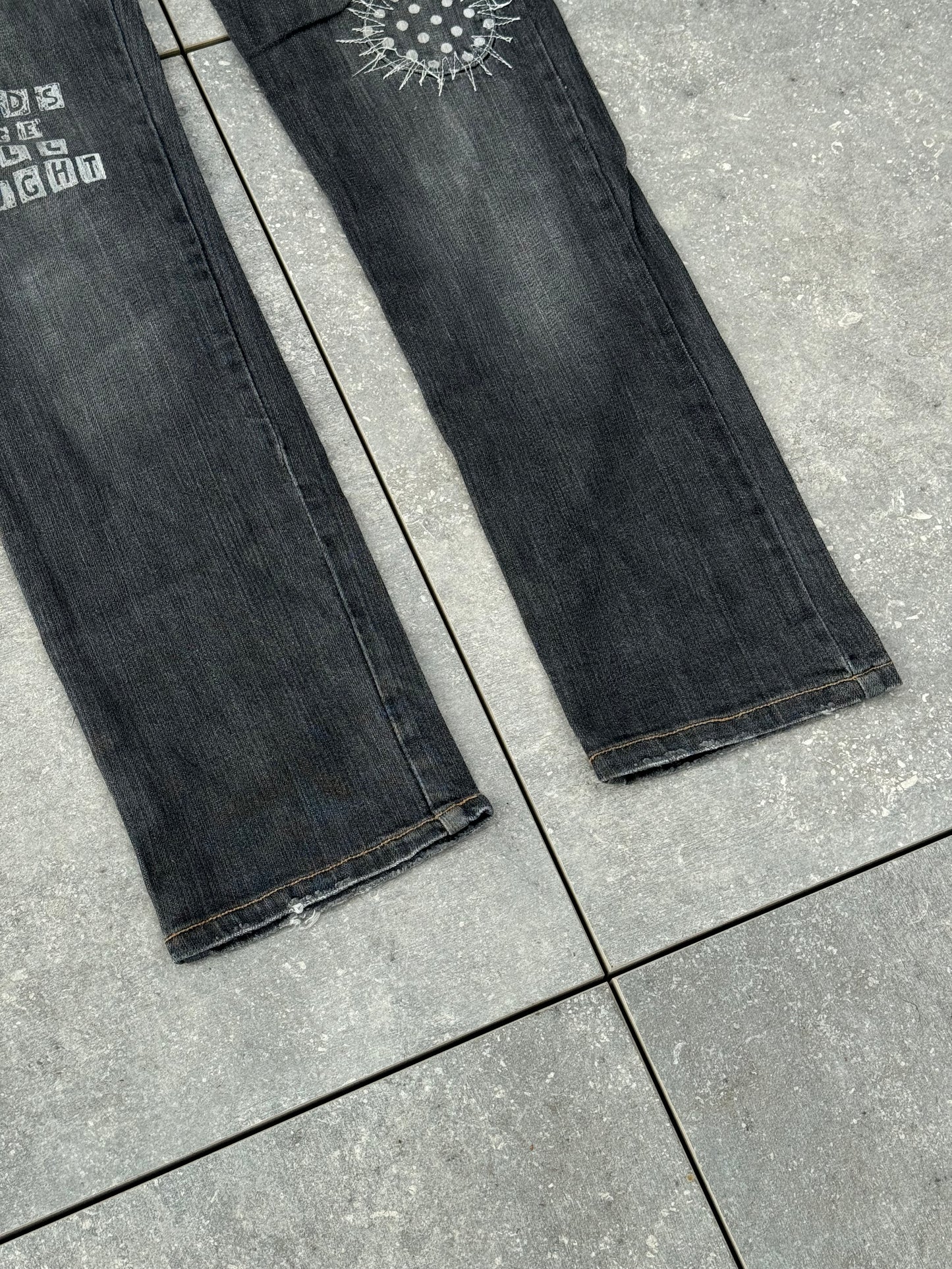 Y2K Japanese Brand Hell Cat Punks Skinny Jeans [M]