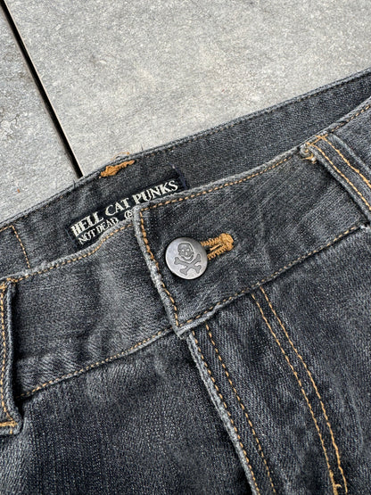 Y2K Japanese Brand Hell Cat Punks Skinny Jeans [M]