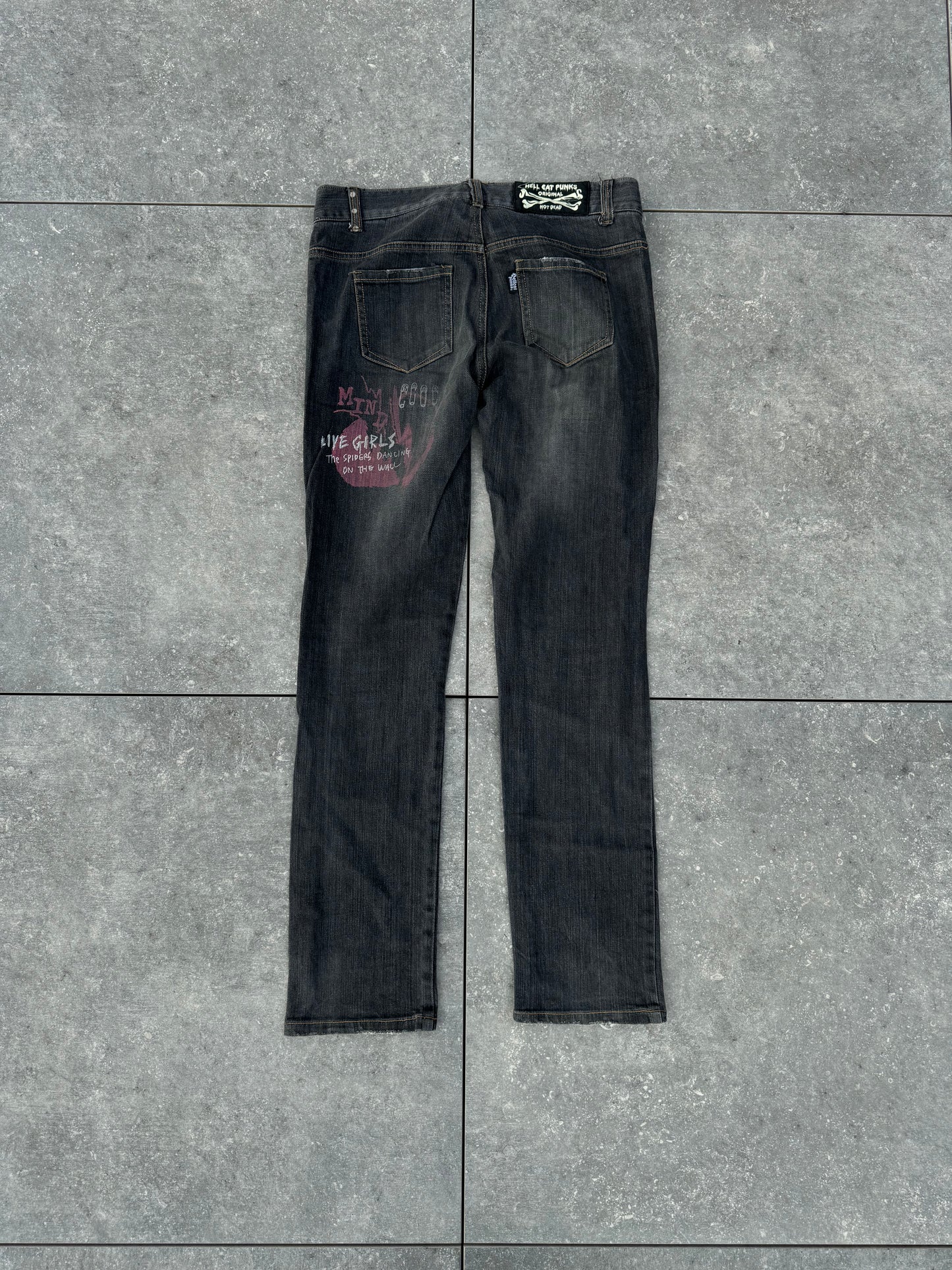 Y2K Japanese Brand Hell Cat Punks Skinny Jeans [M]