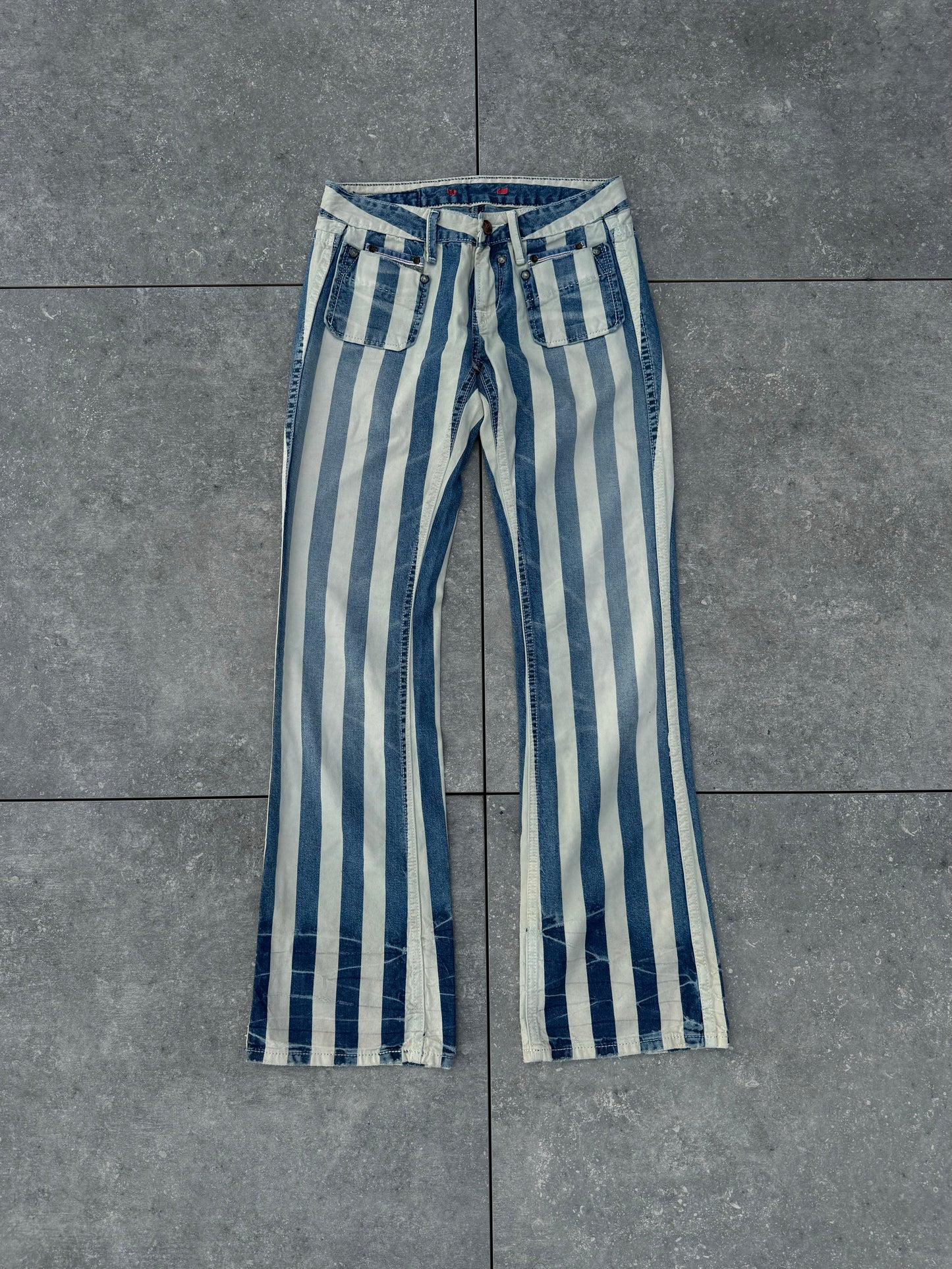 Y2K Japanese Brand Low Rise Pinstripe Flares [28]