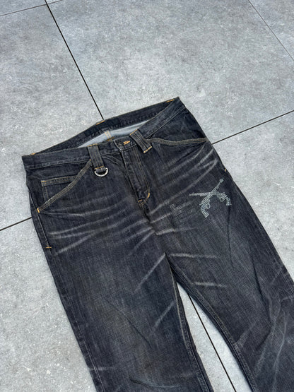 Japanese Brand Roarguns Swarovski Crystal Bootcut Jeans [34]