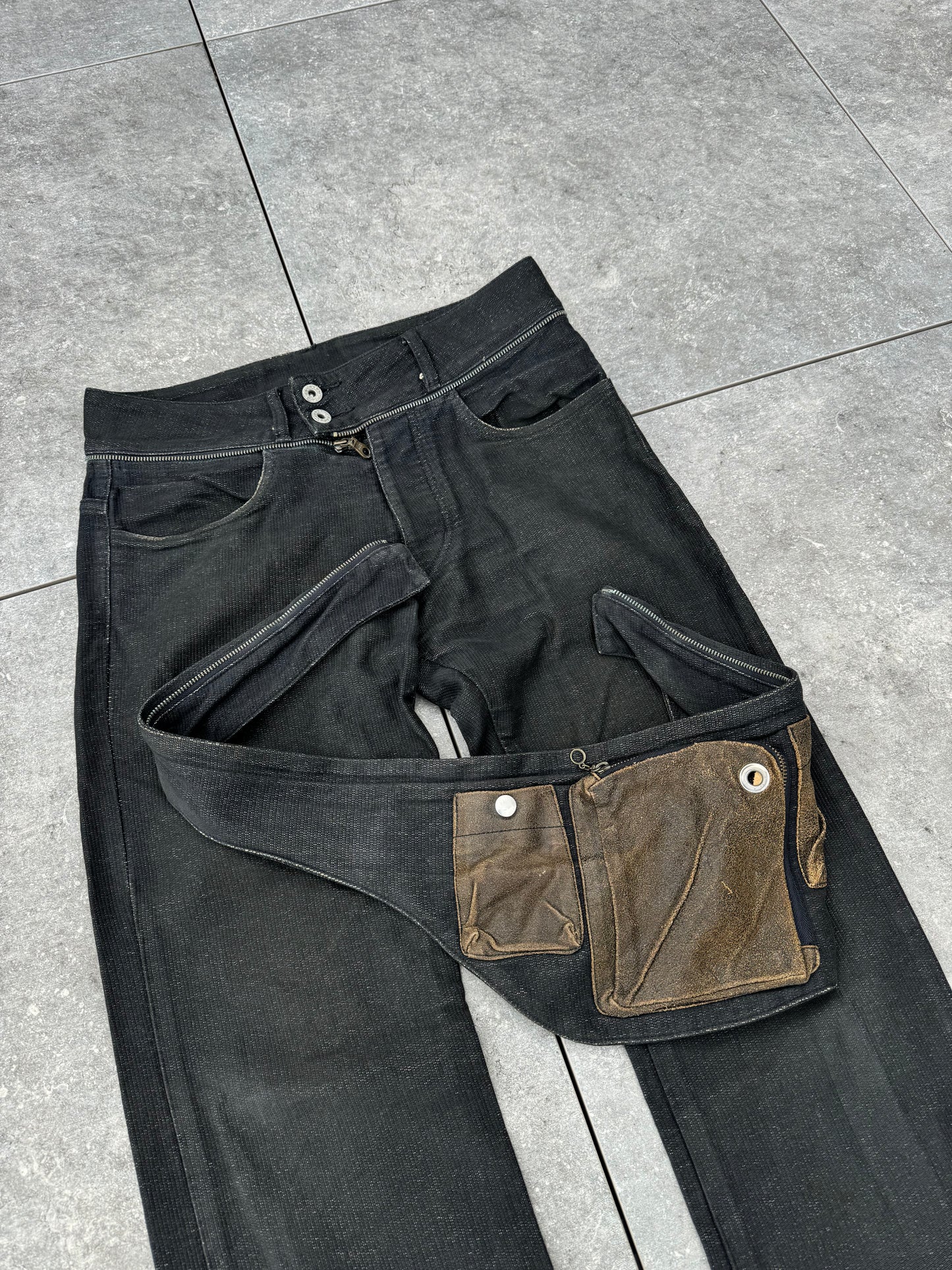 No.5 Scheme Japanese Brand Waxed Denim w/ Detachable Waist Bag [30]