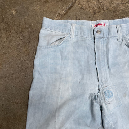 1970s Distressed Surfer Lightwash Jeans